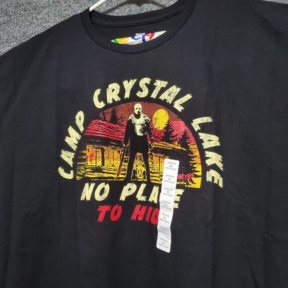 NEW Friday the 13th Camp Crystal Lake Shirt Mens 2X Black Jason Voorhees Movie - Picture 1 of 7